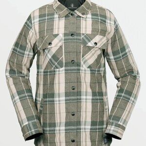 NWT Volcom Women's Insulated RIDING FLANNEL 2025 (Green Plaid)